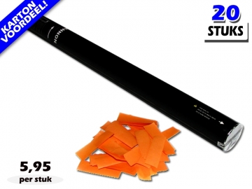 Bestel de goedkoopste 80cm confetti shooters met oranje brandvrije papieren confetti bij Partyvuurwerk. Eenvoudig online bestellen en snel geleverd!