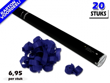 Laagste prijs! Bestel 80cm streamer shooters met donkerblauwe brandvrije streamers zeer voordelig online bij Partyvuurwerk